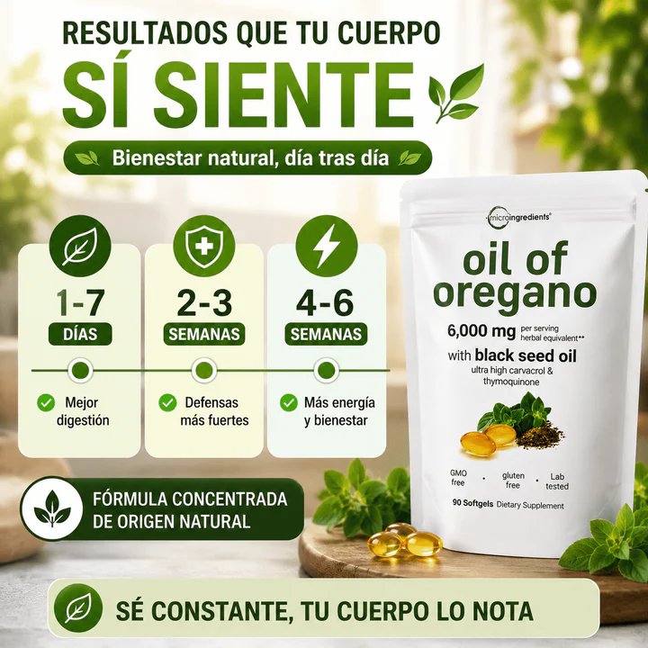 🌿 Oil of Oregano Microingredients® 2 en 1 Apoya tus defensas y tu bienestar de forma natural. 🚚 Envío GRATIS a todo Ecuador | 💵 ¡Paga solamente al recibir tu pedido!